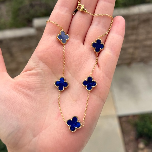 Blue Clover Necklace - Picture 3 of 4
